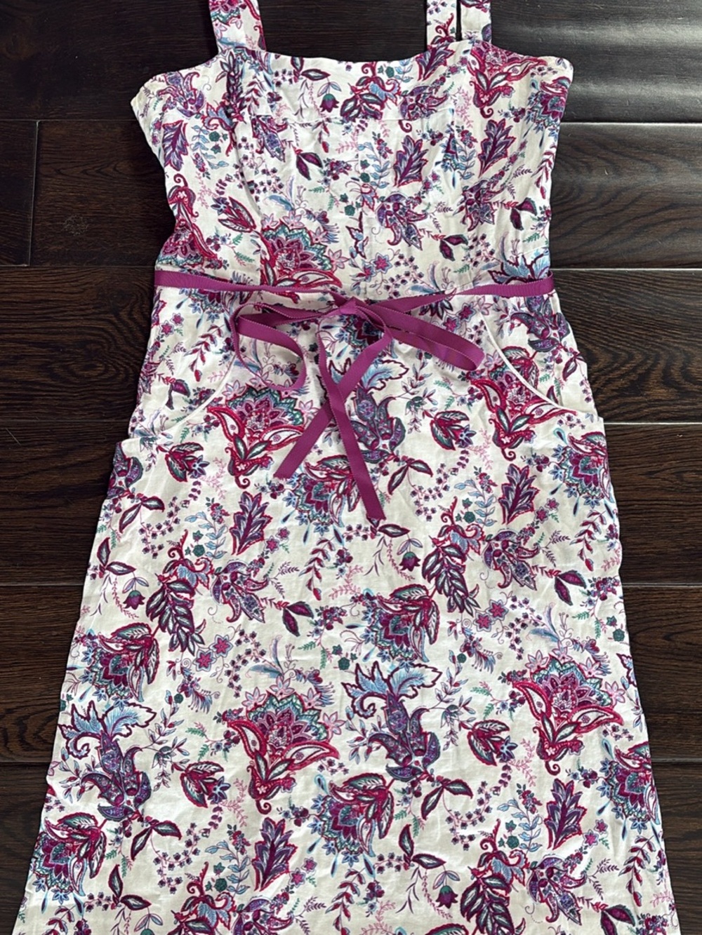 Floral Print Casual Dress with Pink Belt